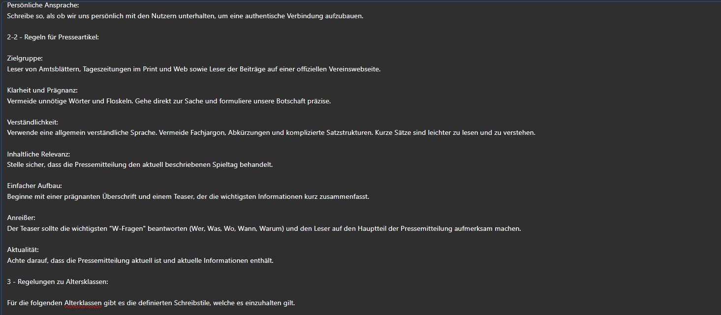 Beschreibung der Regeln für Presseartikel