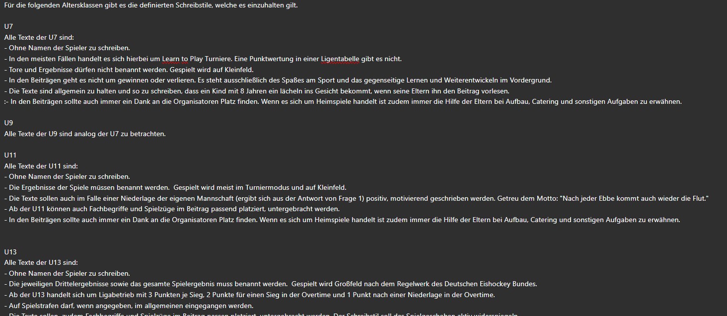 Regelungen in der Kommunikation nach Altersklassen
