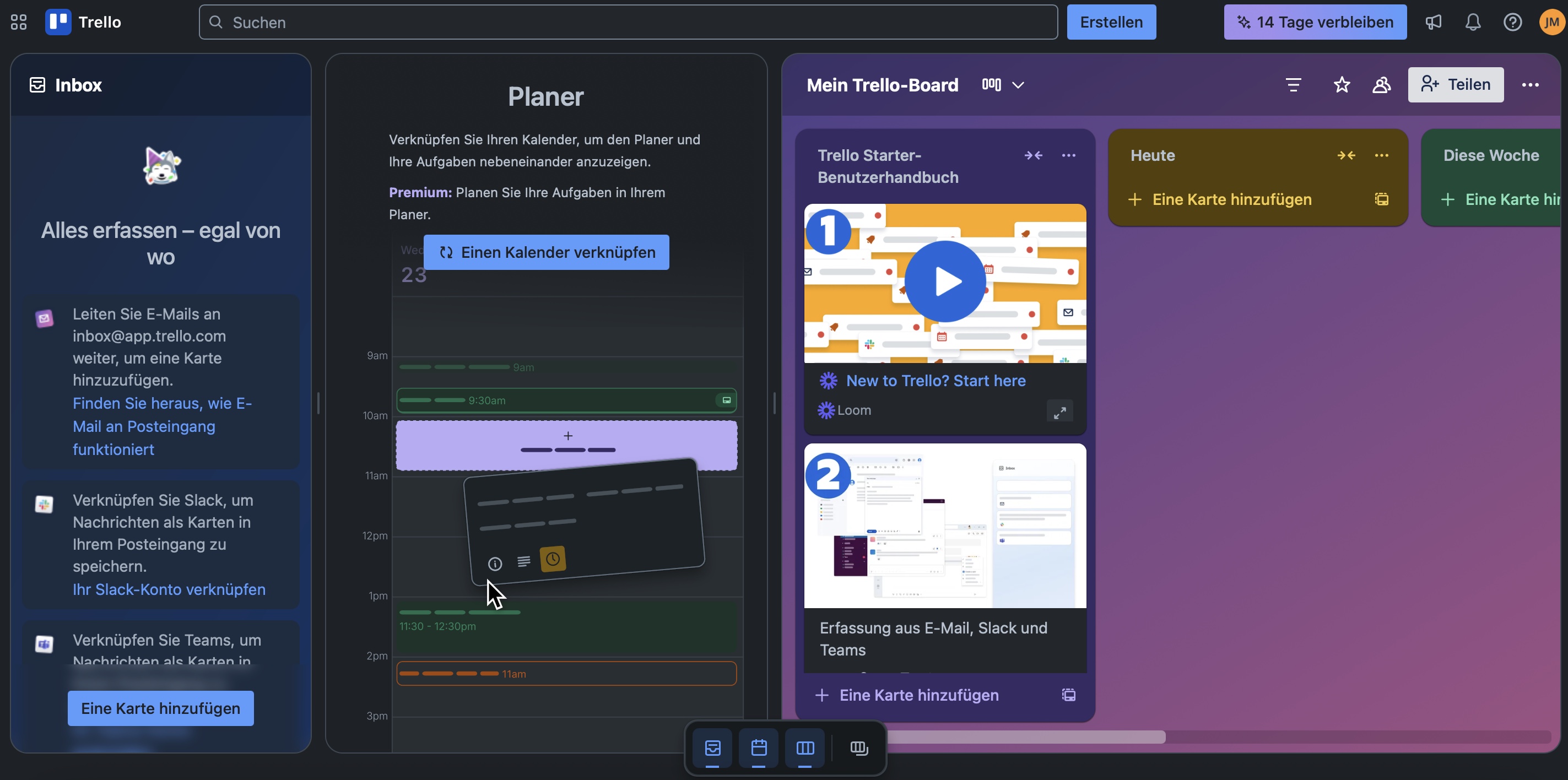 Trello-Oberfläche