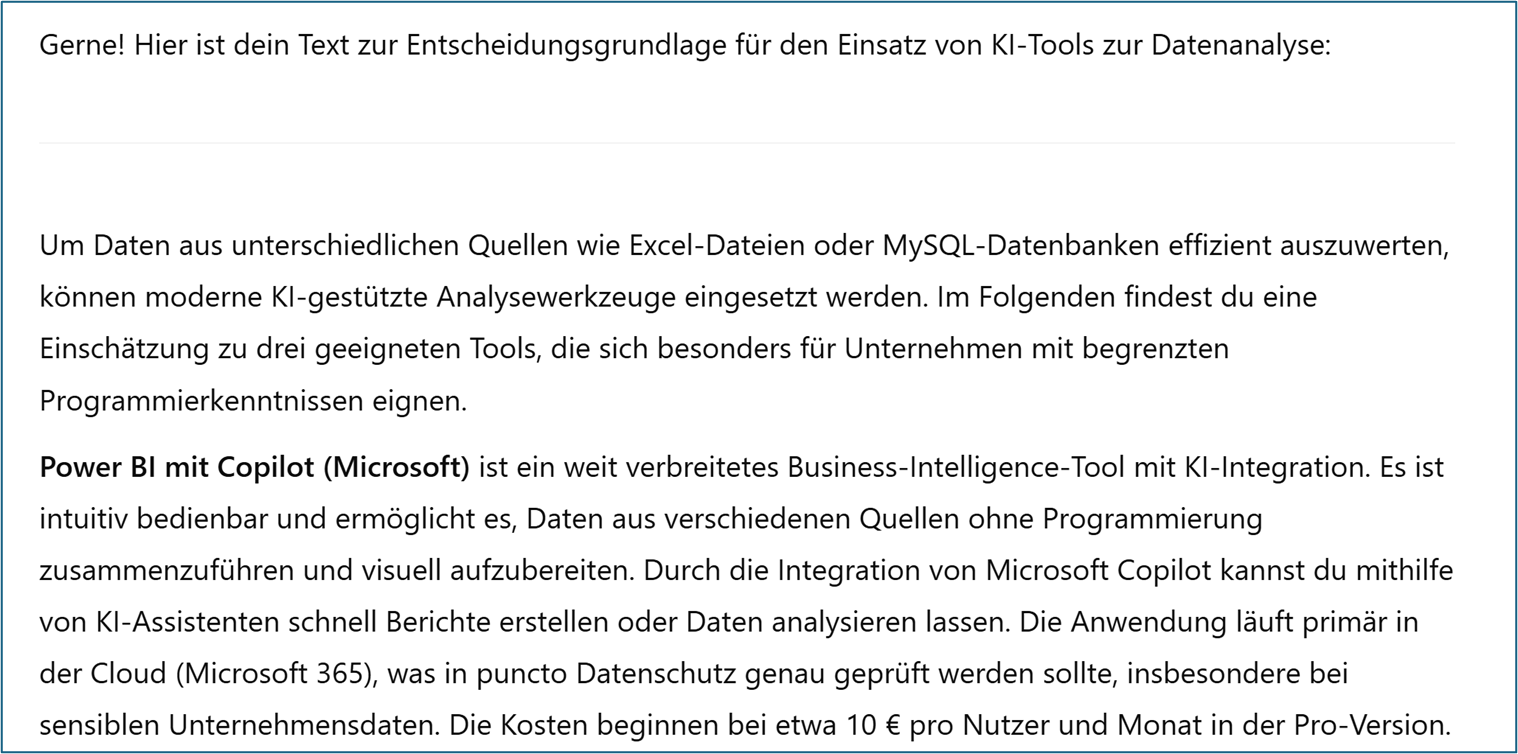 verbessertes Prompten - Antwort Teil 1
