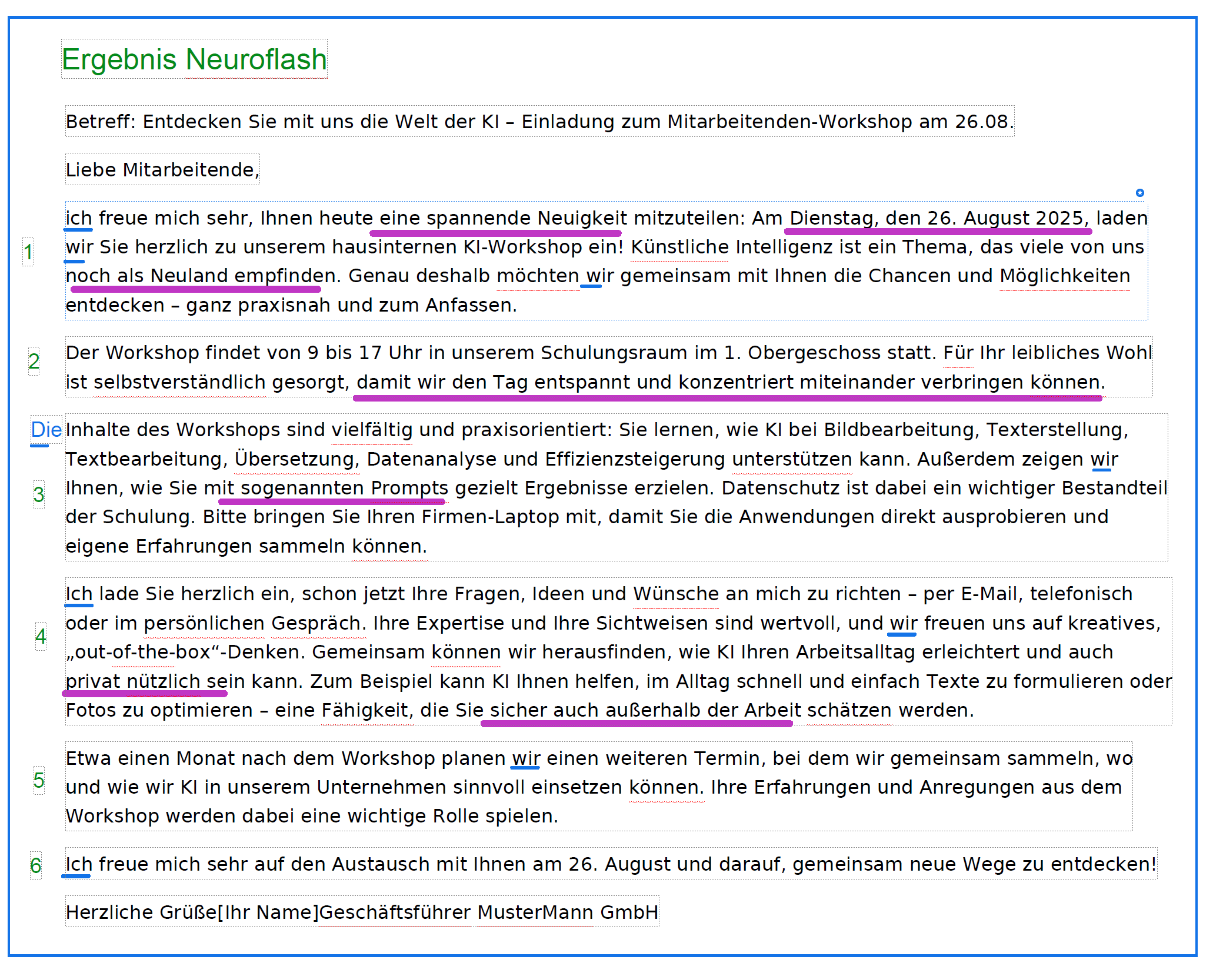 Ergebnis Neuroflash